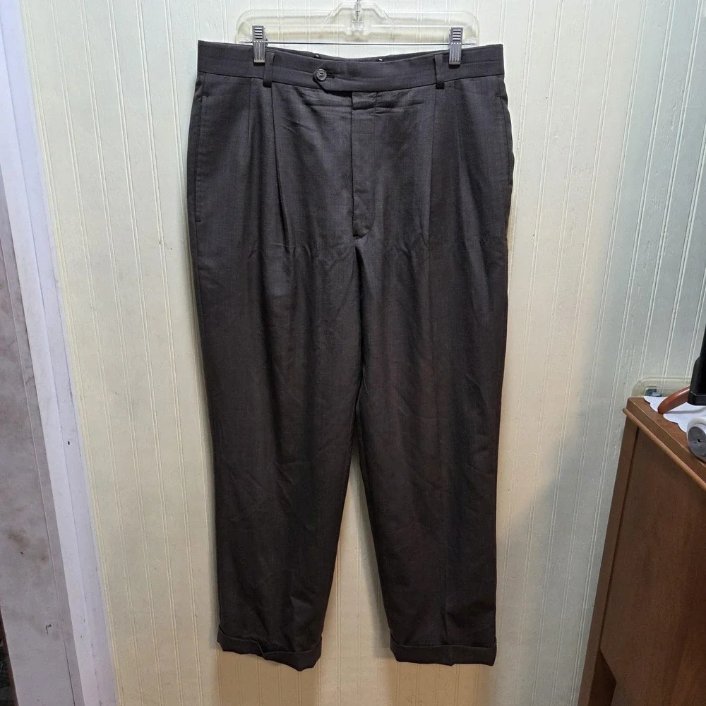 Joseph Abboud Dress Pants Mens 36x30 Gray Pleated Classic Fit Suit Slacks